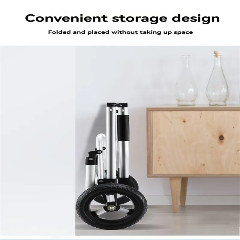 Heavy duty foldable shopping cart large capacity aluminum alloy frame with Oxford bag inflatable tires and reinforced base