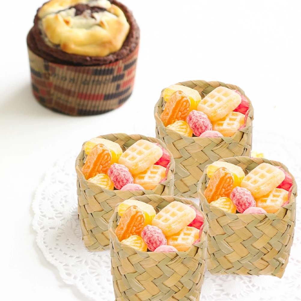 

10pcs H woven Baskets 4x4cm Mori Gift Boxes Rustic Storage Containers ganizers Sundries Woven Baskets Practical Easy