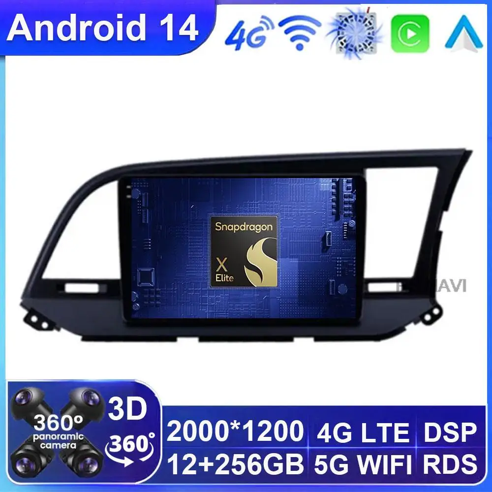 

Android 14 Carplay Car Radio For Hyundai Elantra 6 2015 2016 2017 2018 GPS Navigaion Multimidia Video Player Stereo Head Unit 4G