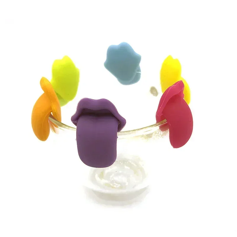 6Pcs Cool Wine Beer Glasses Recognizer Party Dedicated Suction Cup Wine Glass Silicone Label Marker Kitchen Bar Accessories Cute