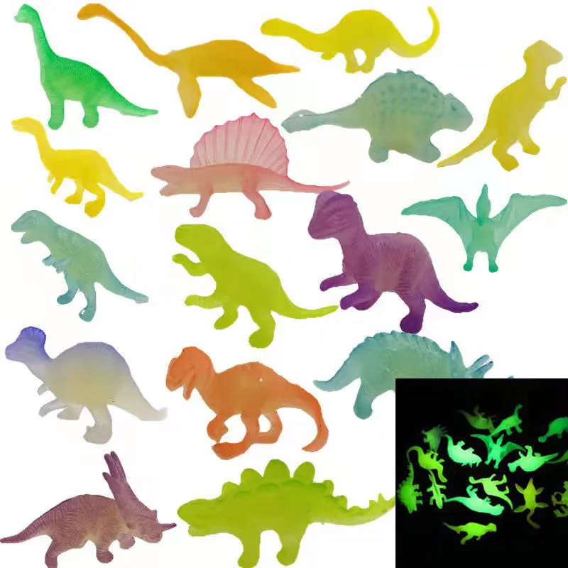 Glow in the Dark Dinosaur Toy Set, Luminoso, Favores de Festa, Presentes Engraçados, Regalos, Cumpleanos, 12Pcs