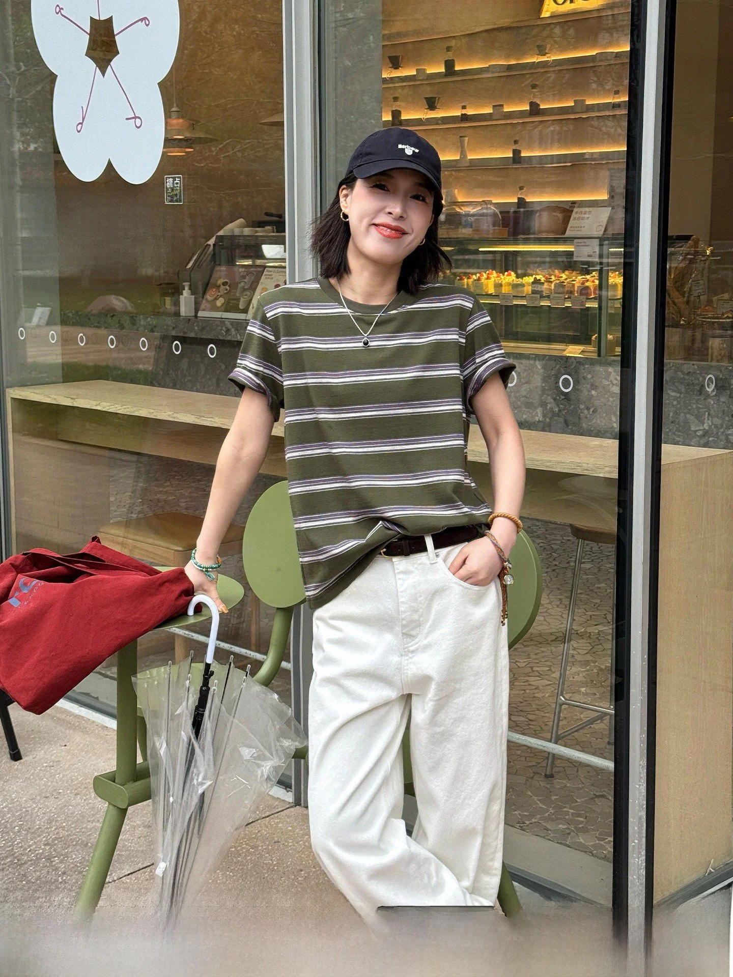

Summer New Retro Striped round Neck T-Shirt Women's Outerwear Casual Style Color Block Cotton Short Sleeve Basic Fit Tee