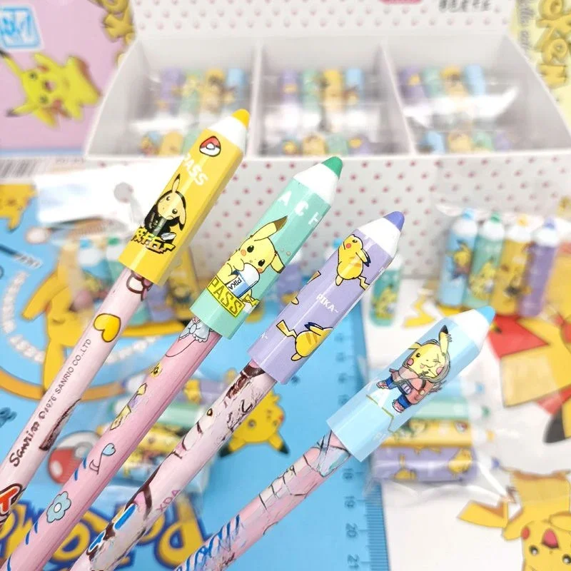 4PCS Pikachu Pencil Cap Cute Cartoon Anime Pen Topper Covers for Kids Pencil Extender Protector Stationery School Supplies New