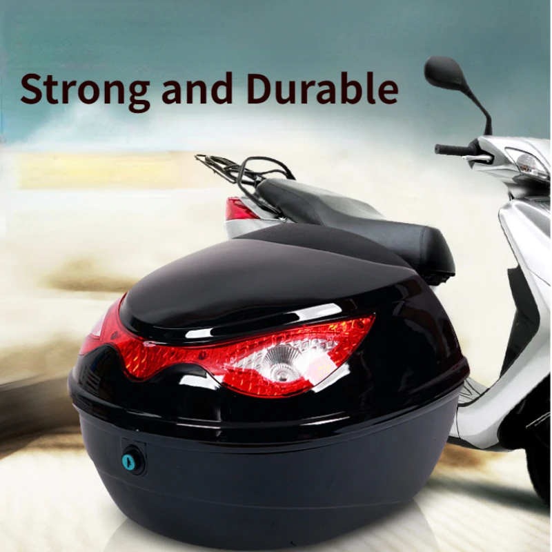 

Motocycle Tail Box Electric Scooter Trunk Motorcycle Helmet Storage Case Luggage Case with Reflective Lamp