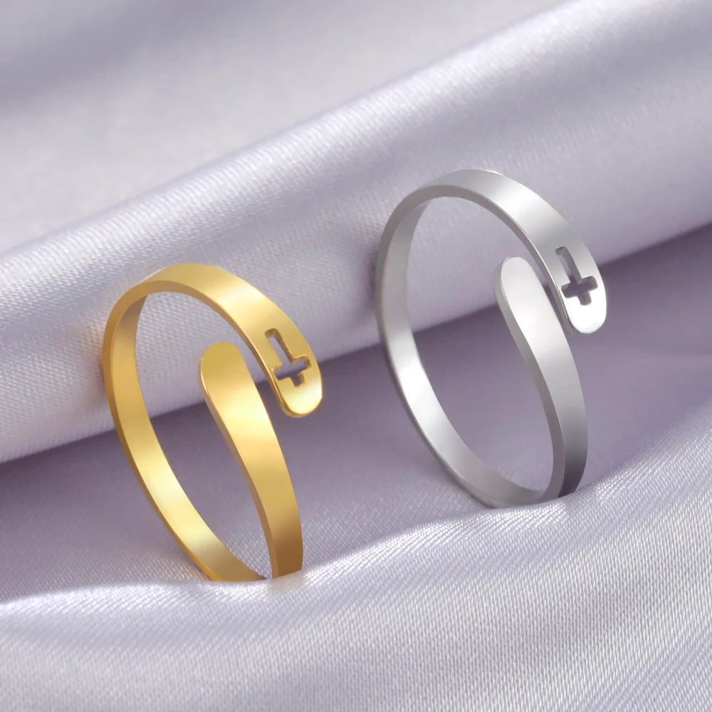 COOLTIME Cross Stainless Steel Rings for Women  Adjustable Size Ring Jewelry Engagement Anniversary Gift 2026 New