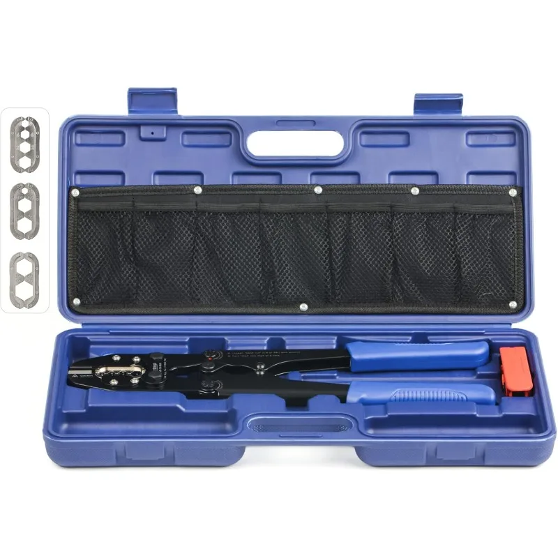 

Battery Cable Lug Crimping Tool Kit for 8, 6, 4, 2, 1,1/0, 2/0, 3/0, 4/0 AWG Copper Ring Terminals, Battery Cable Ends, C