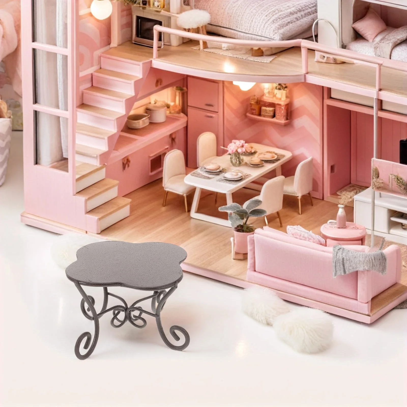 Creatieve miniatuur meubelset poppenhuis woonkamer tafel stoelen vintage stijl decoratieve kinderkamer accessoires sprookjestuin