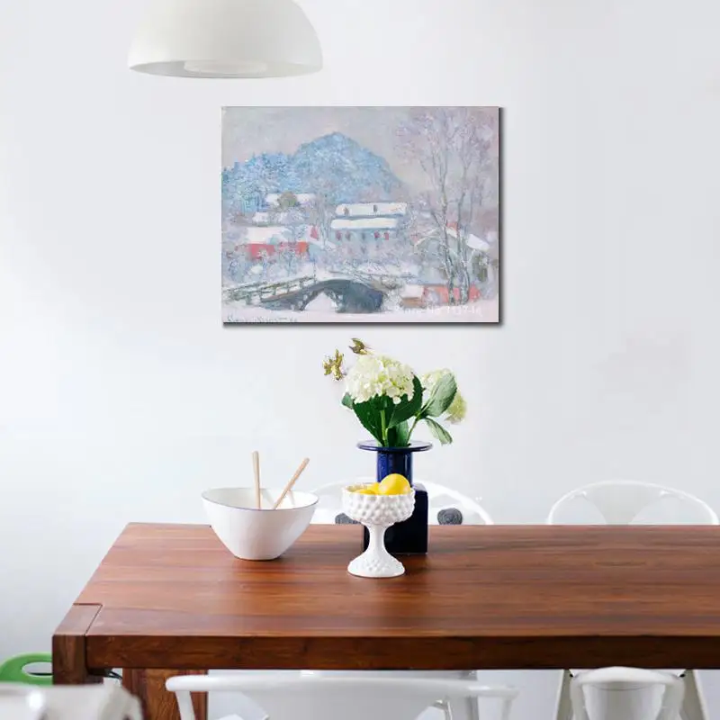 Office Art Norway Sandviken Village in The Snow Famous Claude Monet Paintings Hand Painted High Quality