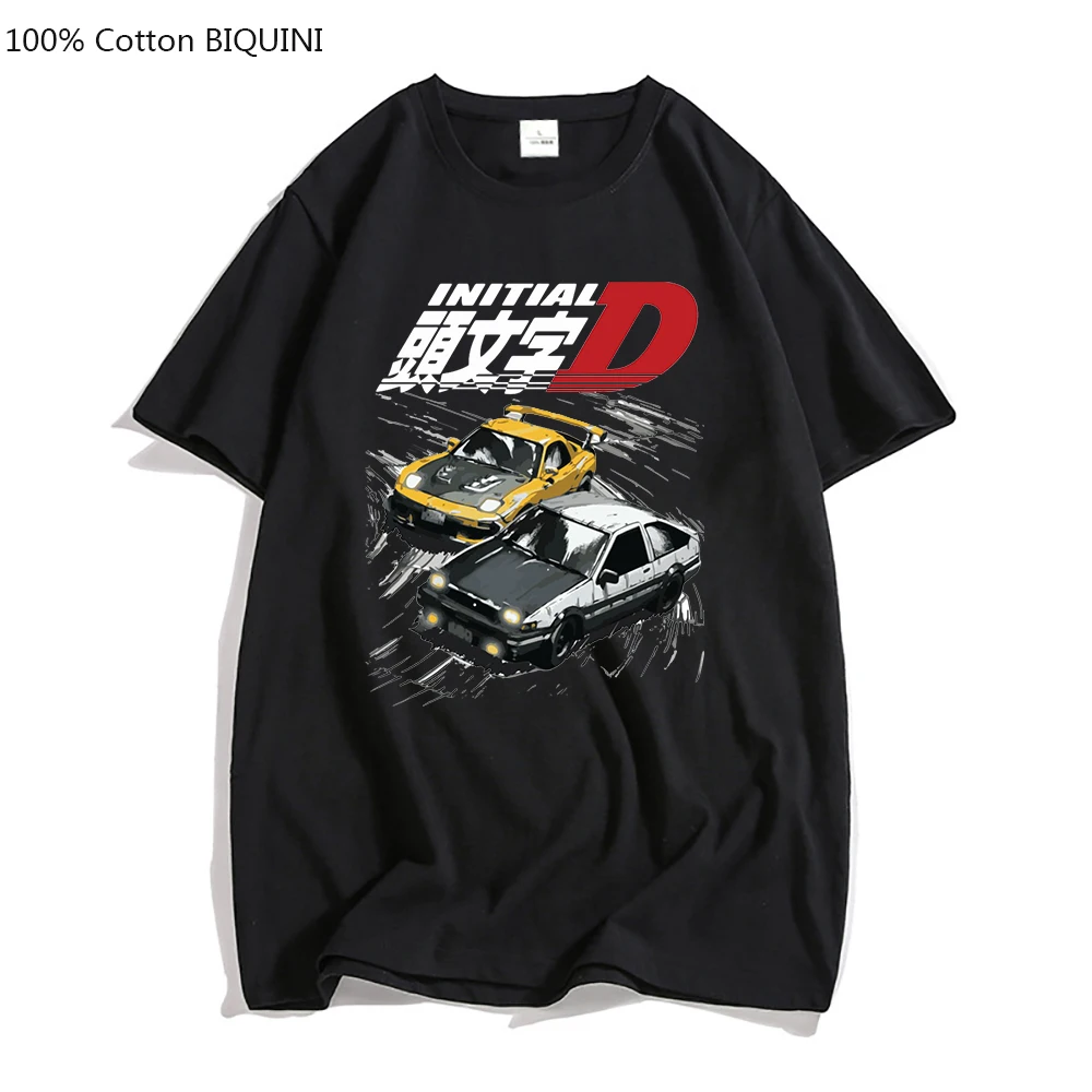 AE86 Japan Anime Initial D T-shirt Men Summer Cool Short Sleeves Tshirt Casual Homme T Shirt Racing Drift Car Graphic Cotton Tee