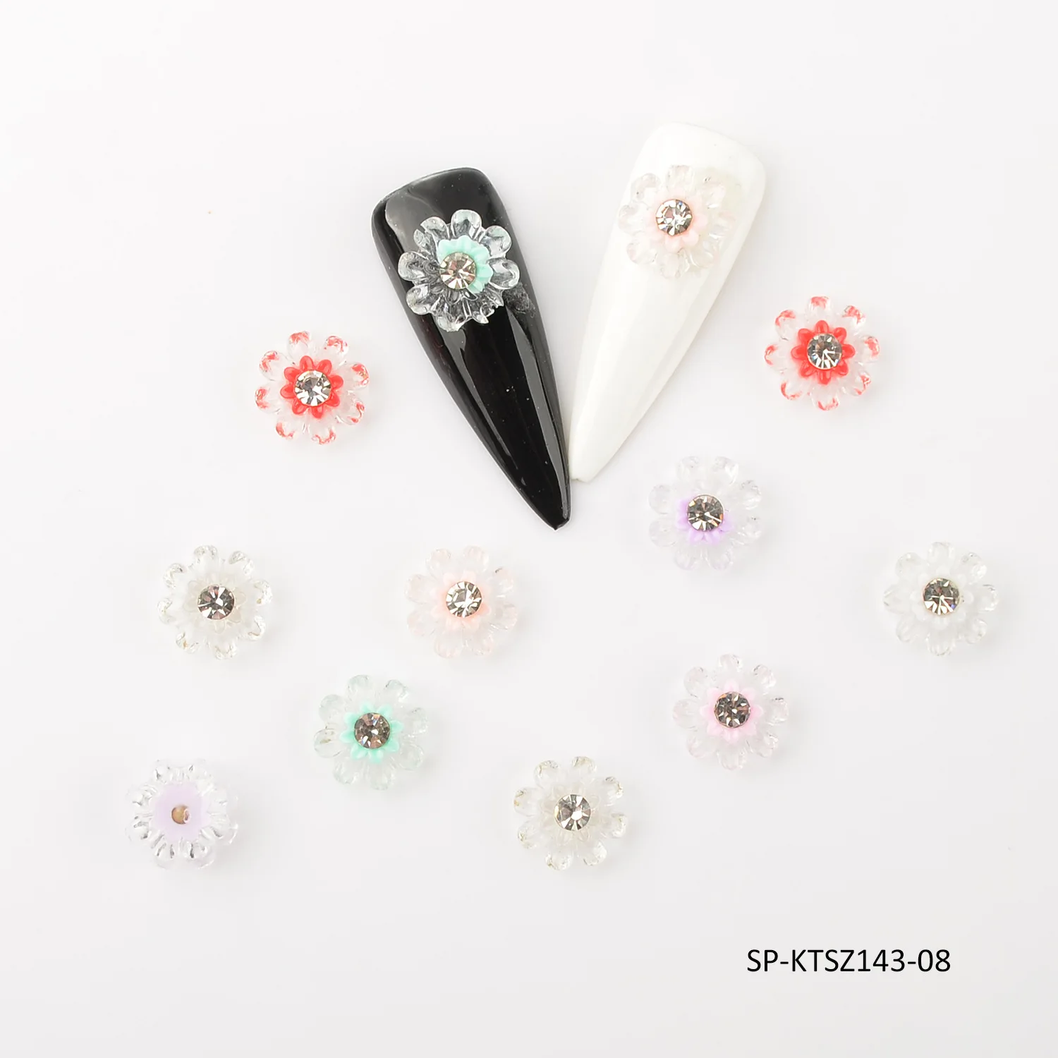 

20pcs/lot Wotobuy Popular Transparent Diamond Inlaid Resin Camellia Nail Accessories 3D Rose Nail Decoration