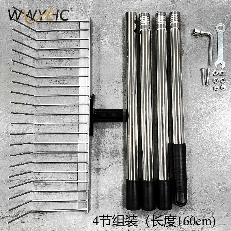 21 Teeth Heavy Duty Garden Grass Rake Detachable Handle for Yard Lawn Leaves Debris Cleaning Agricultural Gardening Tools
