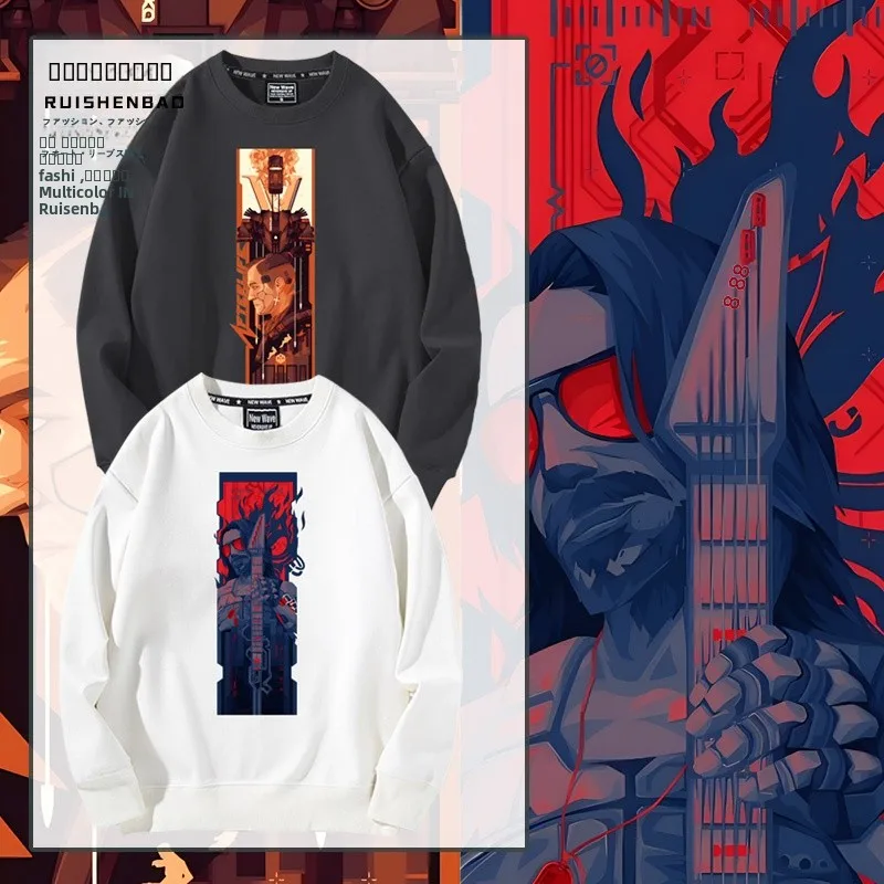 

Мужская толстовка 2077 Ja Johnny Silver Hand Linked с круглым вырезом, свободного кроя, из смесового хлопка и полиэстера, повседневная