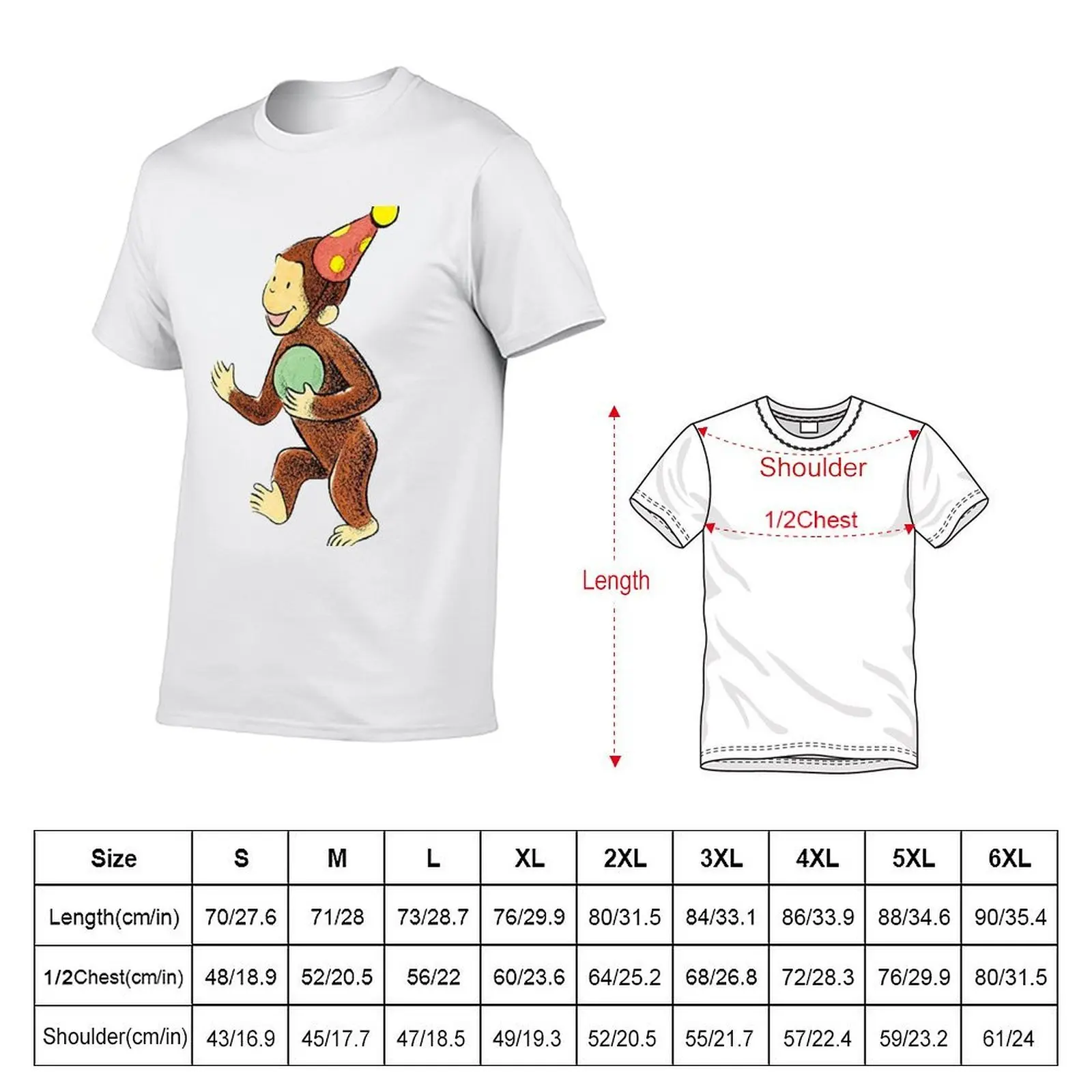 Curious George birthday T-Shirt t shirts for man cotton funny t shirt man designer T-Shirt