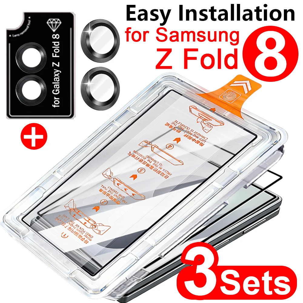 1-3Sets Fold8 Metal Lens Cover & Tempered Glass Screen Screen Protector with Easy Install Kit for Samsung Galaxy Z Fold 8 Ultra