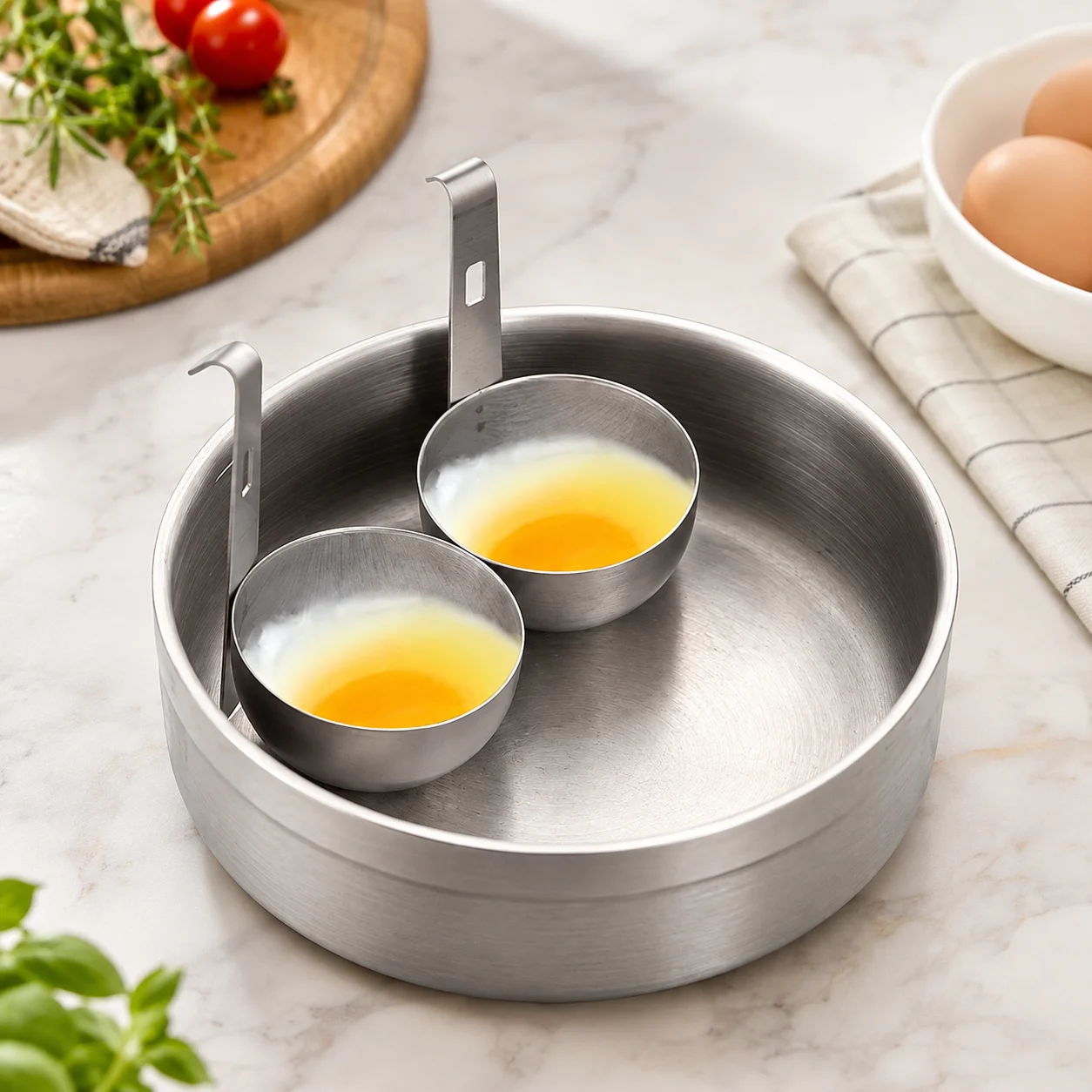 Hanging Hook Egg Poacher Stainless Steel Poached Egg Mold, Non Stick Egg Boiler Kitchen Breakfast Cooking Gadget