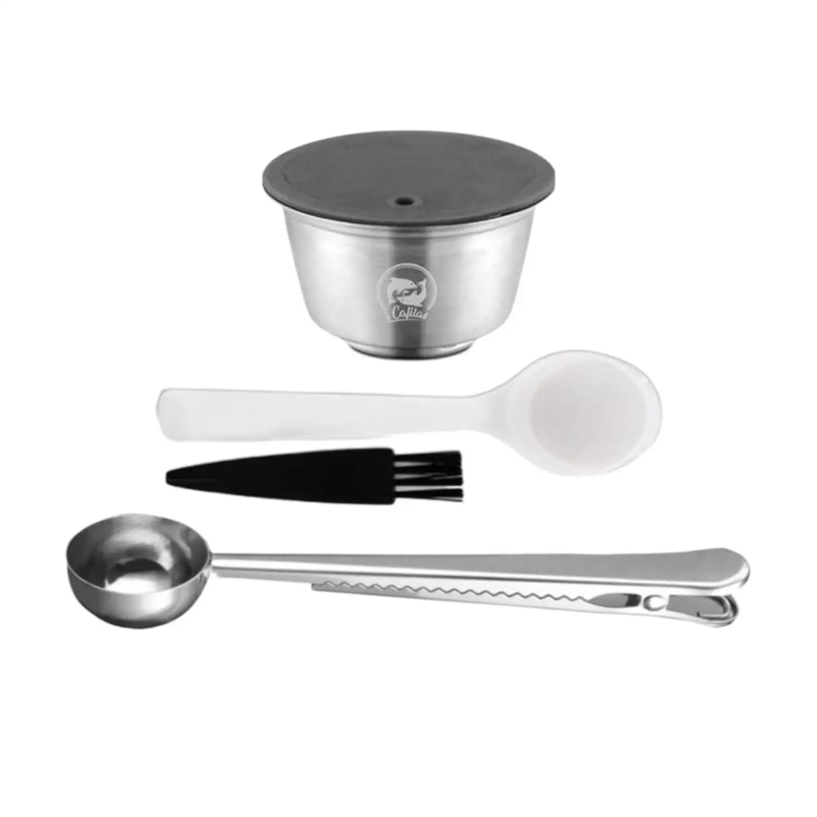 Stainless Steel Refillable Coffee Capsule Coffee Maker Easy To Use Single Cup Spoon & Brush 51-100ML