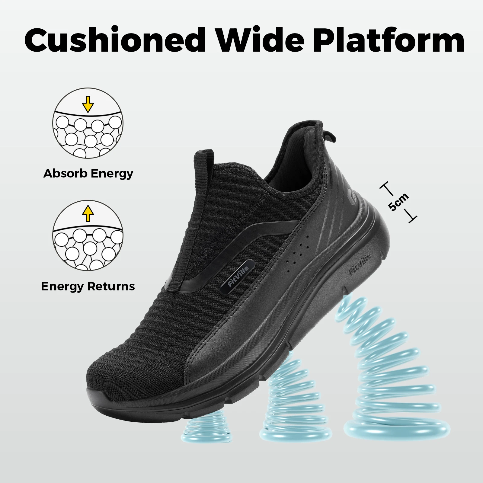 Fitville-Chaussures de course respirantes pour hommes, chaussures de marche de fitness, chaussures de sport décontractées, légères, larges, extérieur, rencontre