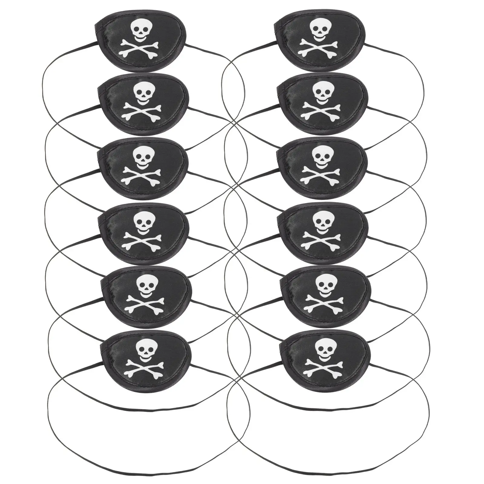 12 Pcs Pirate Eye Mask Masquerade Skull Patch Satin Cosplay Party Covers Halloween Child Lightweight Comfortable