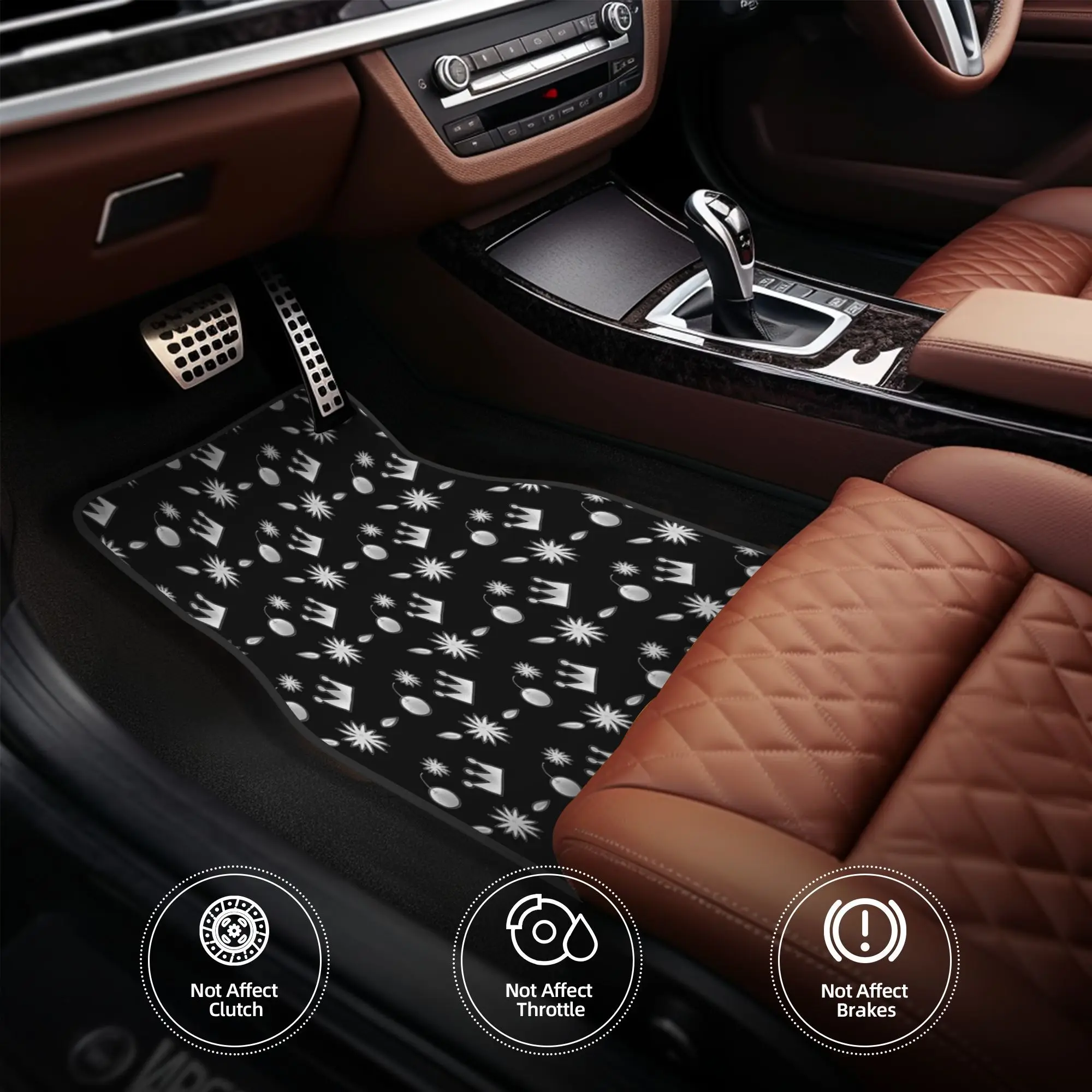 4pcs Royal Silvery Crown Pillow Car Floor Mats, Durable, Fit For Cars, Ideal Gift, Vehicle Interior Mats, Playful Design, Durabl
