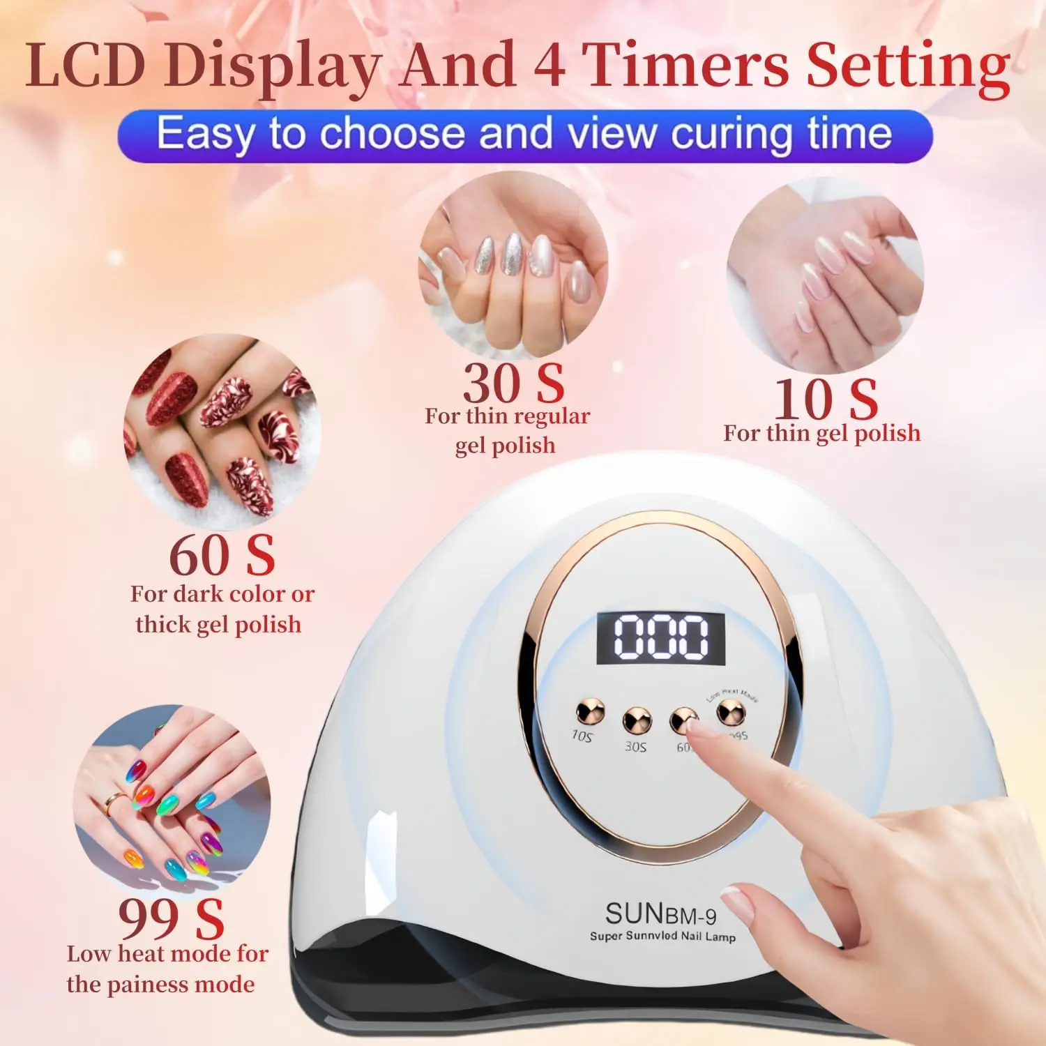 280W Professional UV LED Nail Lamp for Nails Gel Polish Fast Curing Dryer Drying Light Lamps with 45 LEDs 4 Timer Setting