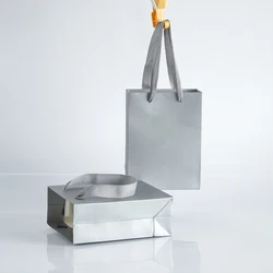 10pcs 12x6x16cm Kraft  Recycled Bags Packing Gift Paper Bags with Ribbon Handles Wedding Birthday Party Shopping Packaging Bag