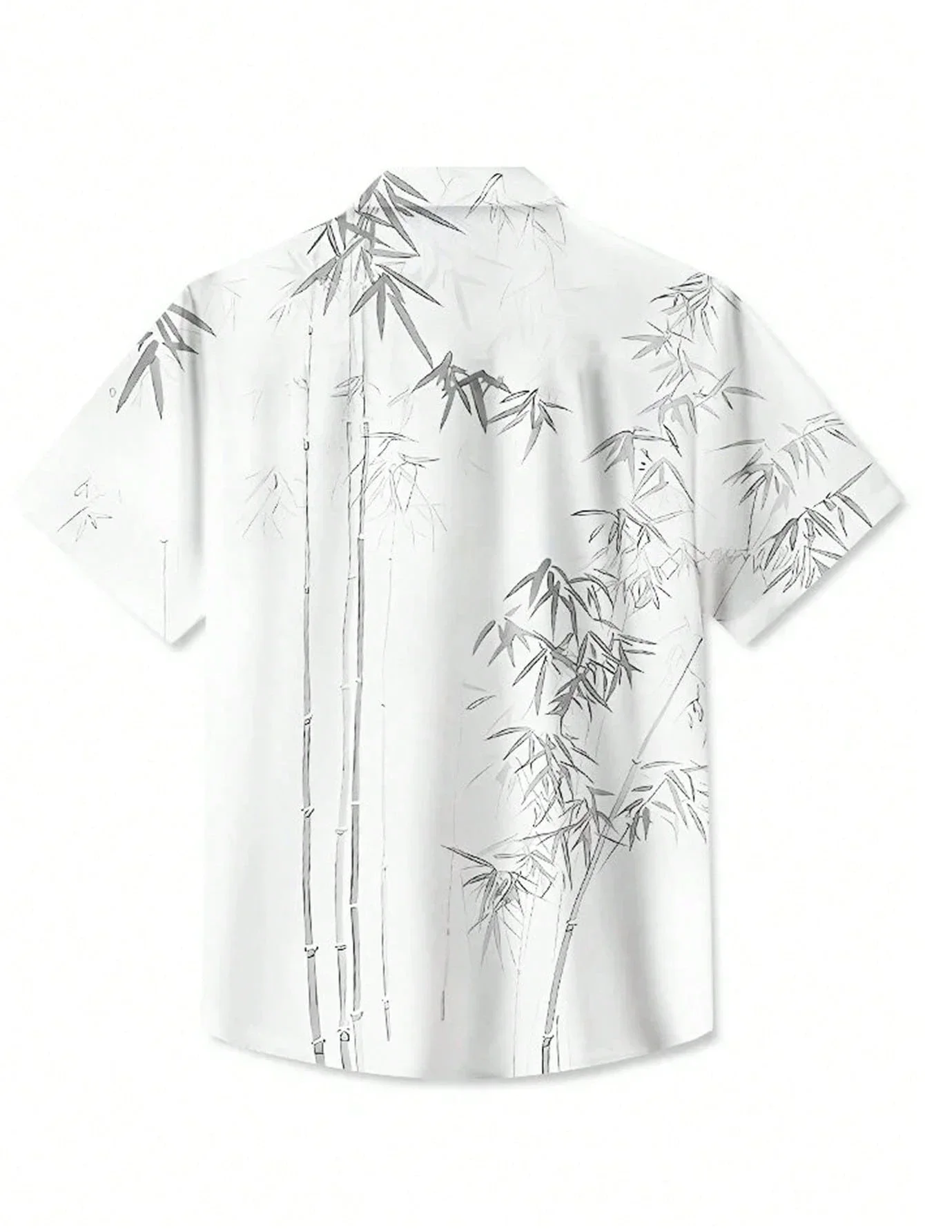 

Mens Bamboo Print Casual Button-Down Short Sleeve Shirt