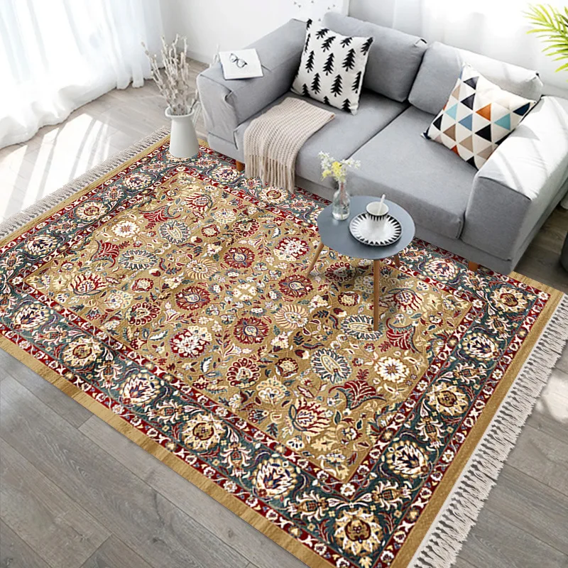 2024 Persian Tassel Woven Cotton Carpet, Living Room Large Carpet, Retro Ethnic Style Hotel and Homestay Decoration Carpet