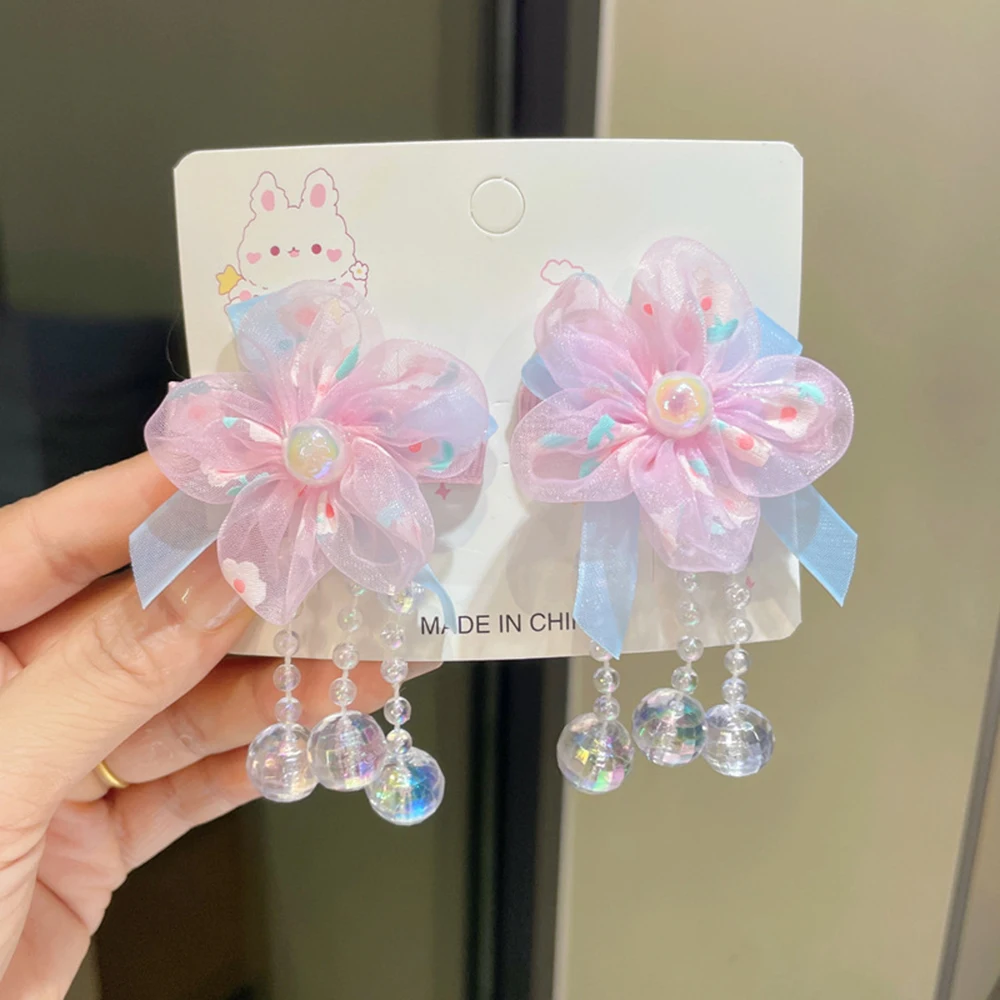 

Детский головной убор ханьфу с цветочной кисточкой, заколка в древнем стиле, аксессуары для волос в китайском стиле, заколка для маленьких девочек с кисточкой для девочек