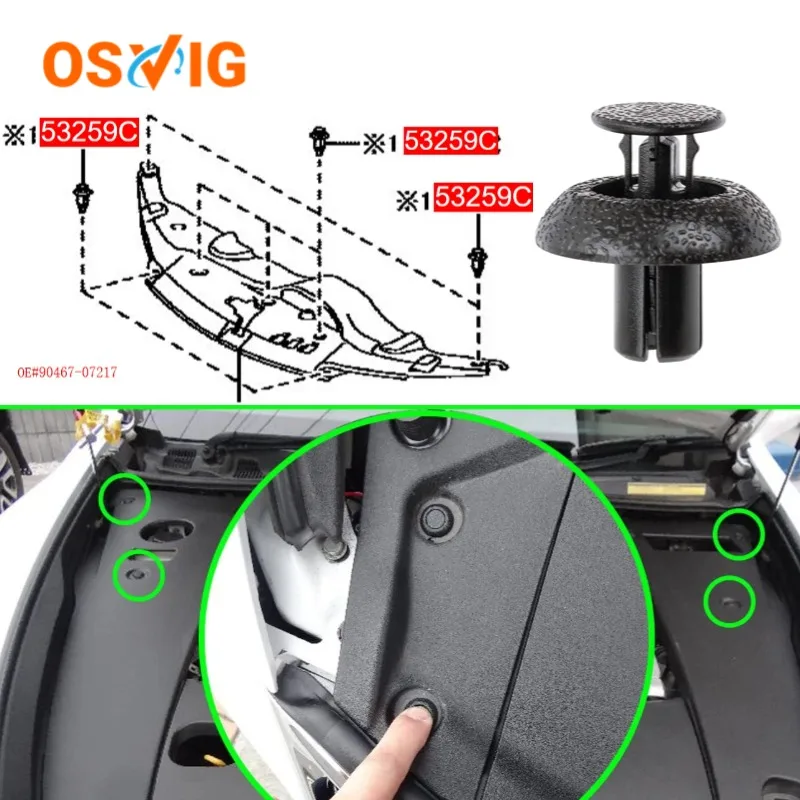 30pcs OE#90467-07217 Radiator Support Access Cover Clip For Toyota Camry Corolla Land Cruiser Prius RAV4 Lexus LX GS RX350