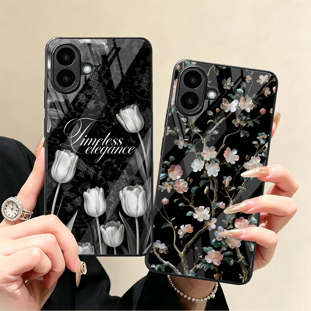 Fashion Tulip Glass Case for Samsung Galaxy A55 A07 A26 A15 A37 A27 A54 A24 A73 A25 A16 A32 A14 A36 A06 A56 A57 A34 A13 Phone
