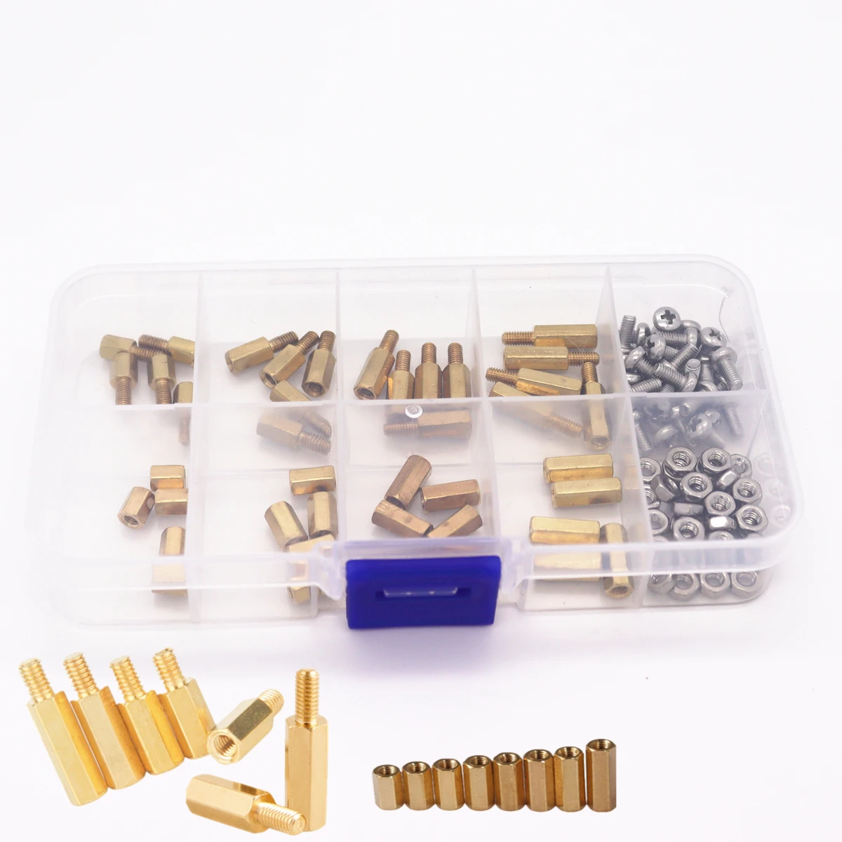 AXK 100PCS M3 Männlich Weiblich Messing Spacer Standoff Hex Schrauben Mutter Sortiment PCB Board Repair Tool Set Kit