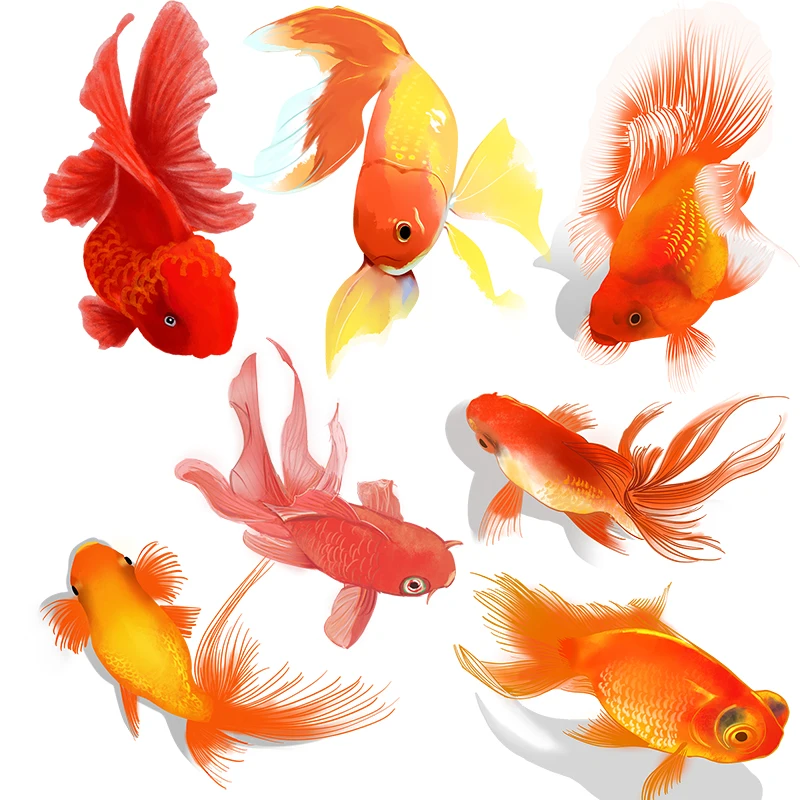 Three Ratels QL29 Hand-painted ink goldfish casual pastoral style art wall sticker waterproof toilet sticker