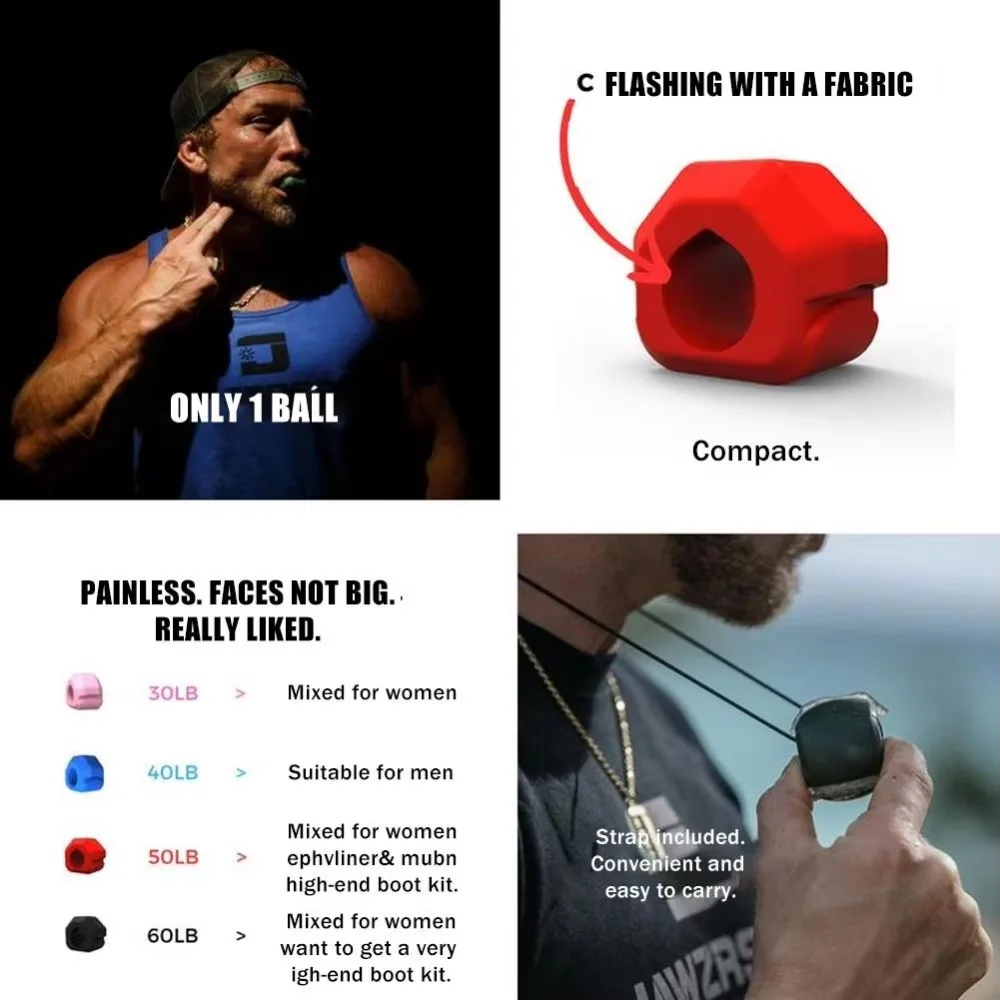 New Silicone Jawline Exerciser BPA Free Anti-stress Jaw Trainer Gum Tablets Exerciser Shaper Massage Ball Man and Woman