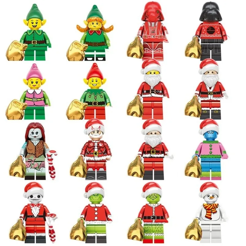 Mini blocs de construction de figurines d'action, jouets chauds, joyeux Noël, ElfDarth, Vader, Grinch, Jake, Sally, Santa Rex, nouveau