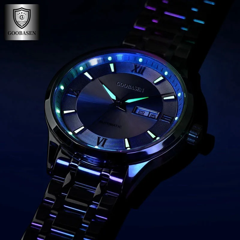 Gubosen-reloj mecánico para hombre, pulsera resistente al agua con calendario luminoso, gran oferta