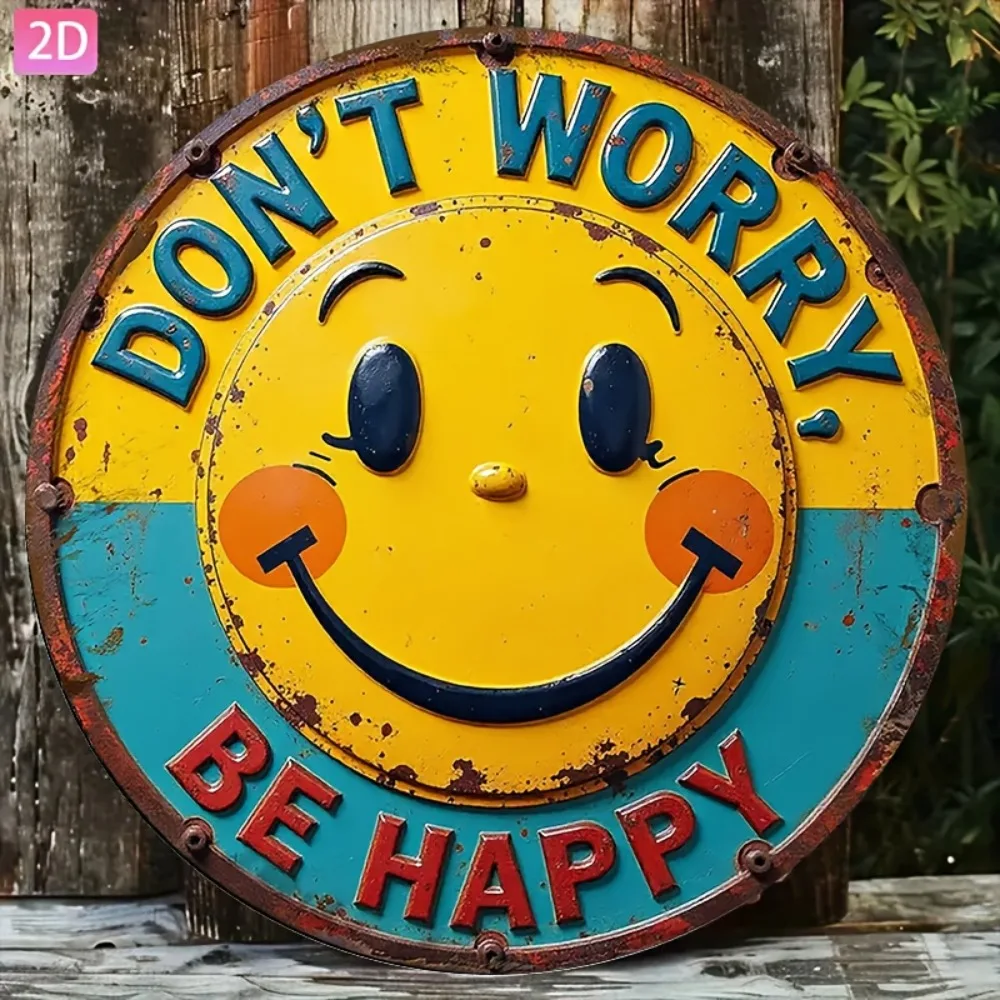 1 Stück Holzschild mit der Aufschrift „Don't Worry Be Happy“ für die Wand |   Gelbes Happy-Face-Dekor für Büro/Fitnessstudio