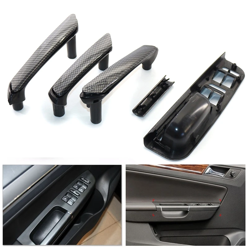 for Passat B5 1998-2005 Carbon Fiber New Interior Door Handle Window Panel Trim 5Pcs