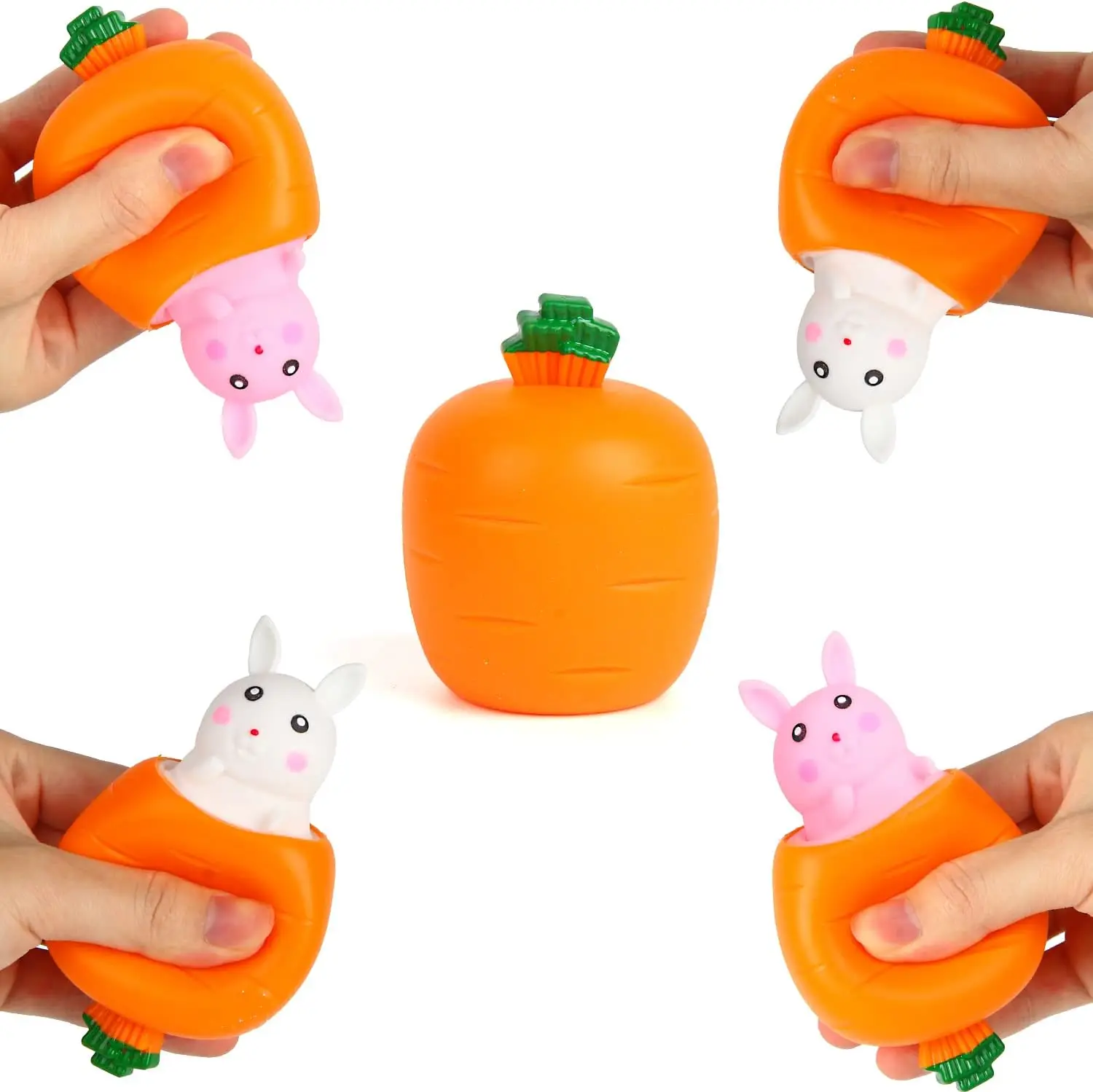 

4 Pack Easter Bunny Pop-Up Stress Toys, Carrot Shape Sensory Fidget for Kids Adults Party Favors