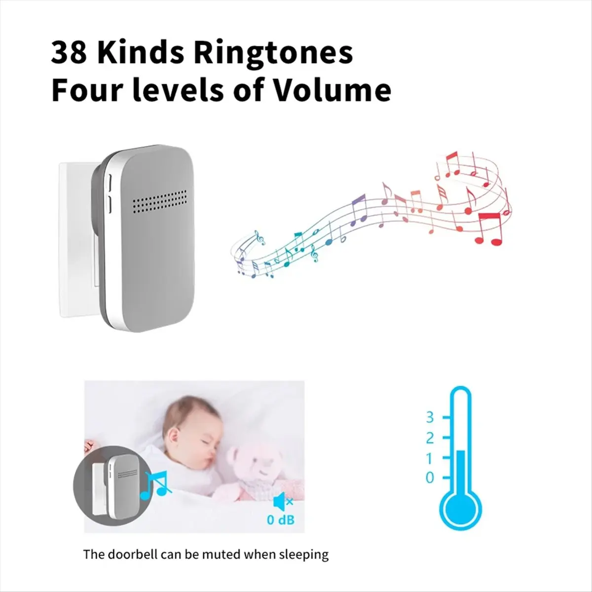 618 Mega Sale-Outdoor Wireless Doorbell EU Plug Required Waterproof Self Powered Home Door Bell Chime Kit 38 Songs Smart Doorbel