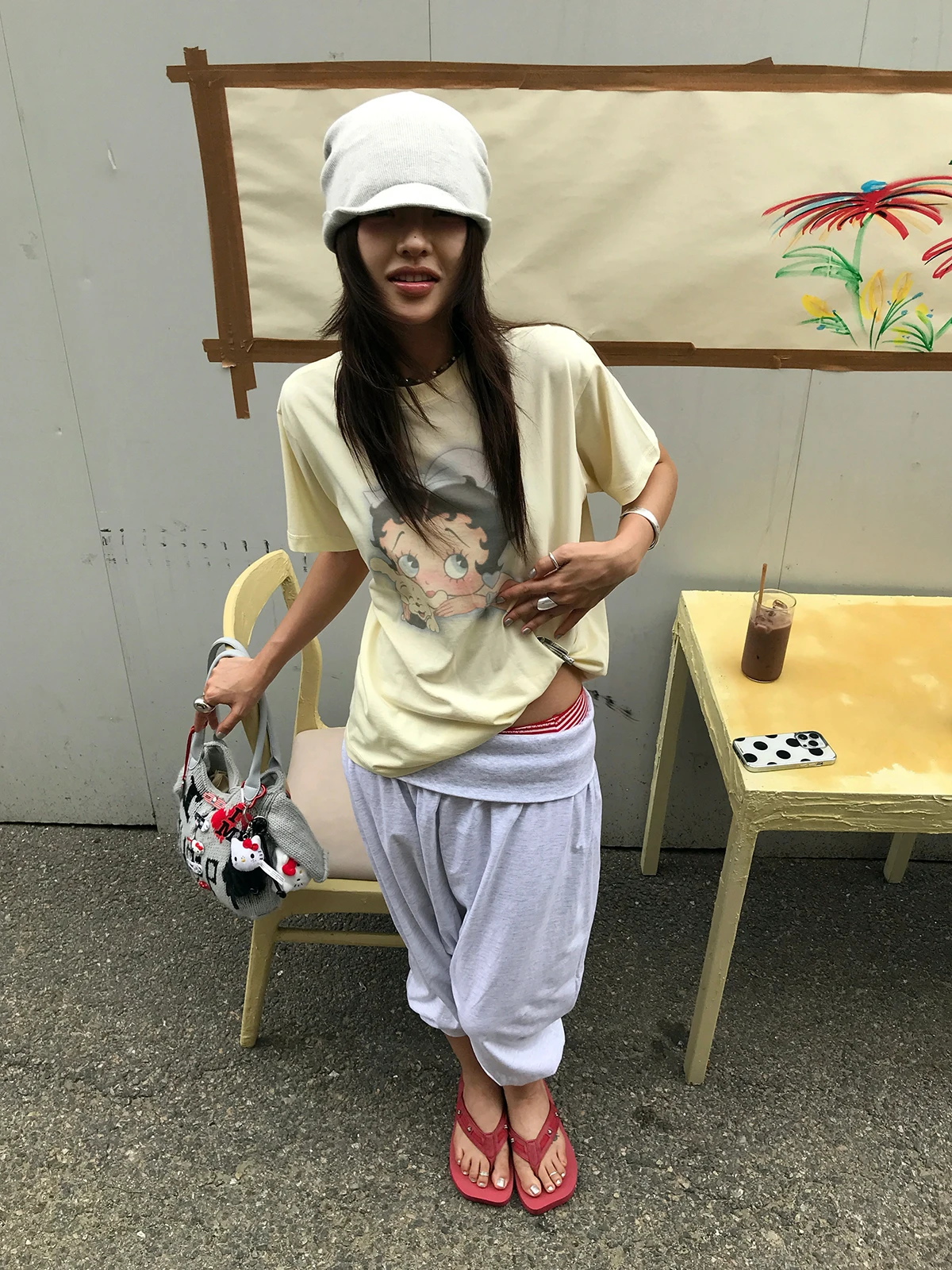 Sakura Cotton Short Sleeve T-Shirt Women's Casual Loose Fit Pure Cotton Printed Top Summer Versatile Cute Cartoon Design