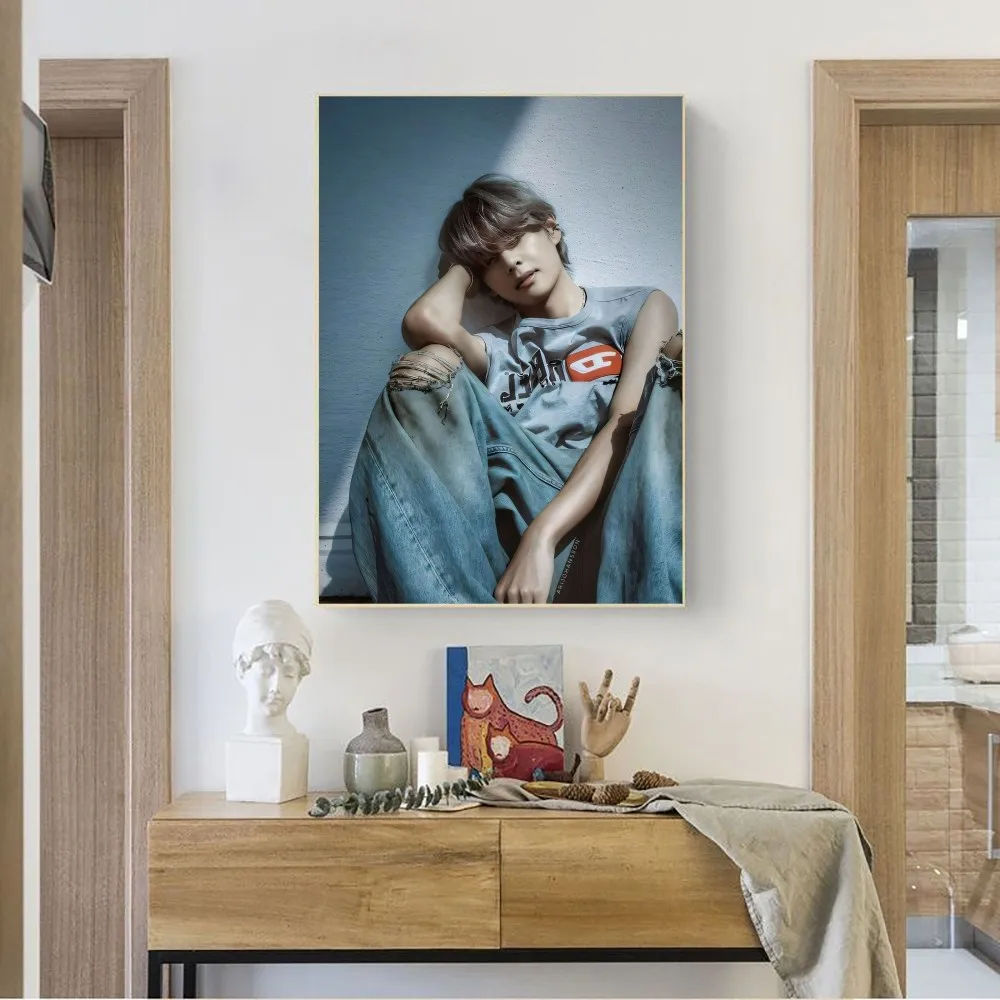 Babaite KPOP Kim Tae-hyung Poster No incorniciato Poster Kraft Club Bar Paper Vintage Poster Wall Art Painting Bedroom Study Stickers