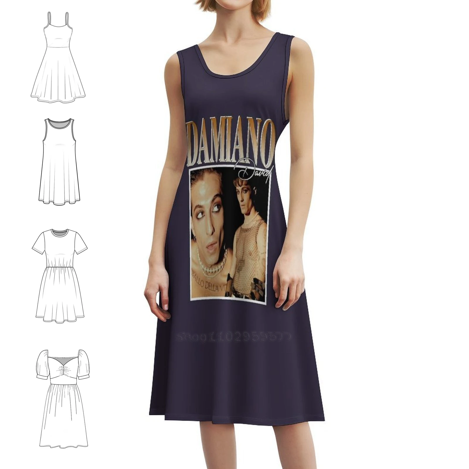 

Energy Turning Point Career Damiano David Music Classic Floral Smock Dress For Women Spring Summer Casual Dress For Party