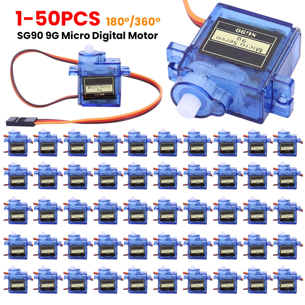 

1-50 шт. SG90 9G миниатюрный серводвигатель с фиксированным крылом, микроредуктор, серводвигатель 180/360 градусов для радиоуправляемого вертолета, самолета
