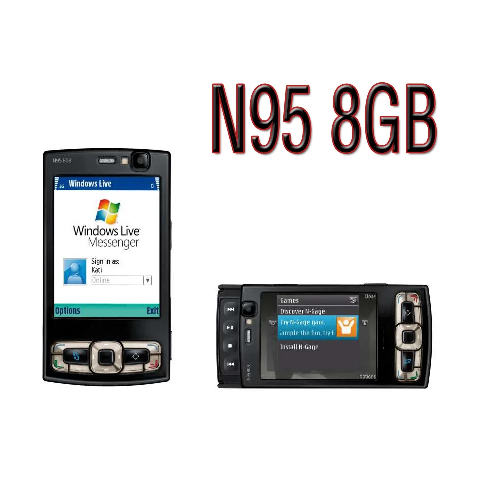 Оригинальный мобильный телефон N95 8 ГБ, 3G, 5 МП, Wi-Fi, GPS, 2,8 дюйма, разблокированный смартфон, русская ивритская арабская клавиатура. Сделано на 2007 г.