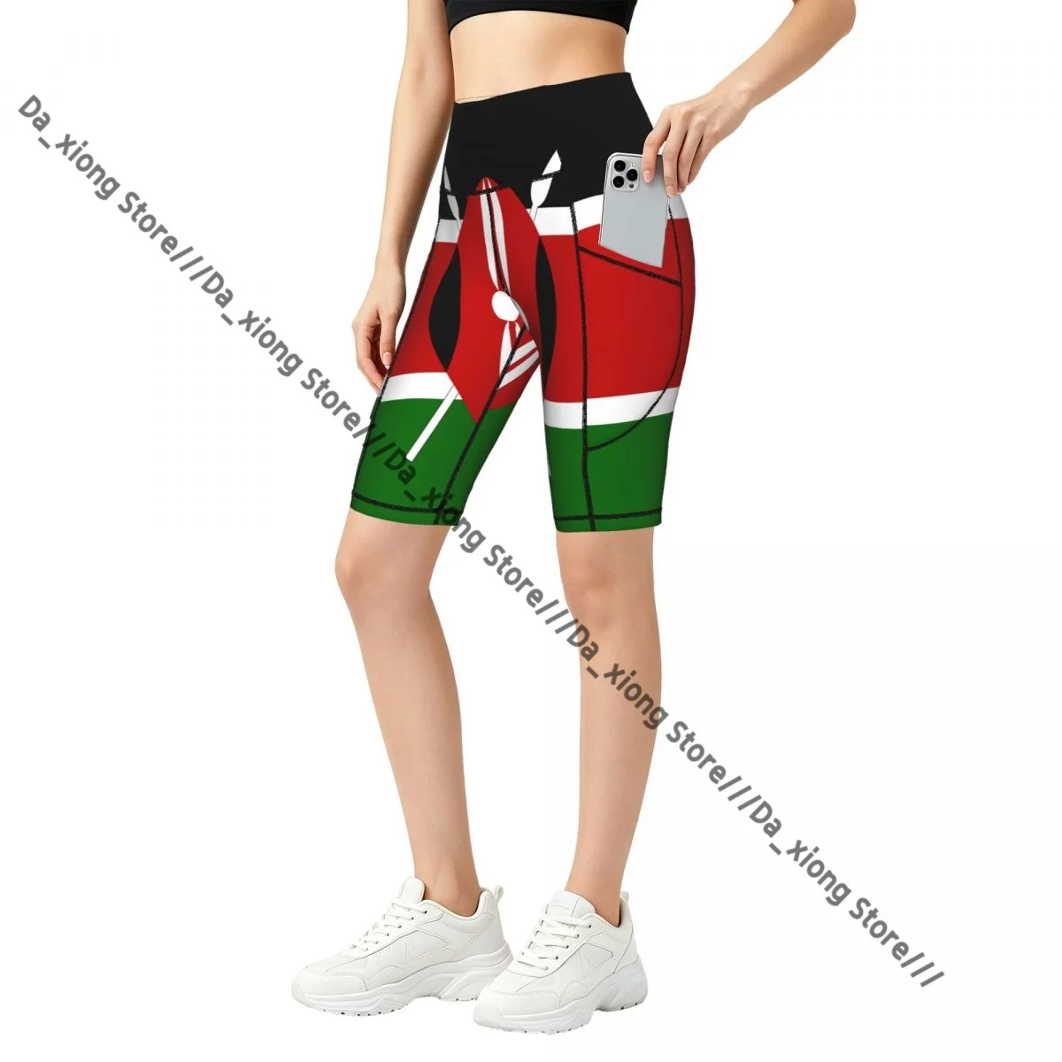 

Elastic Waist Yoga Shorts Kenya Flag Women Soft Athletic Training Casual Bottoms