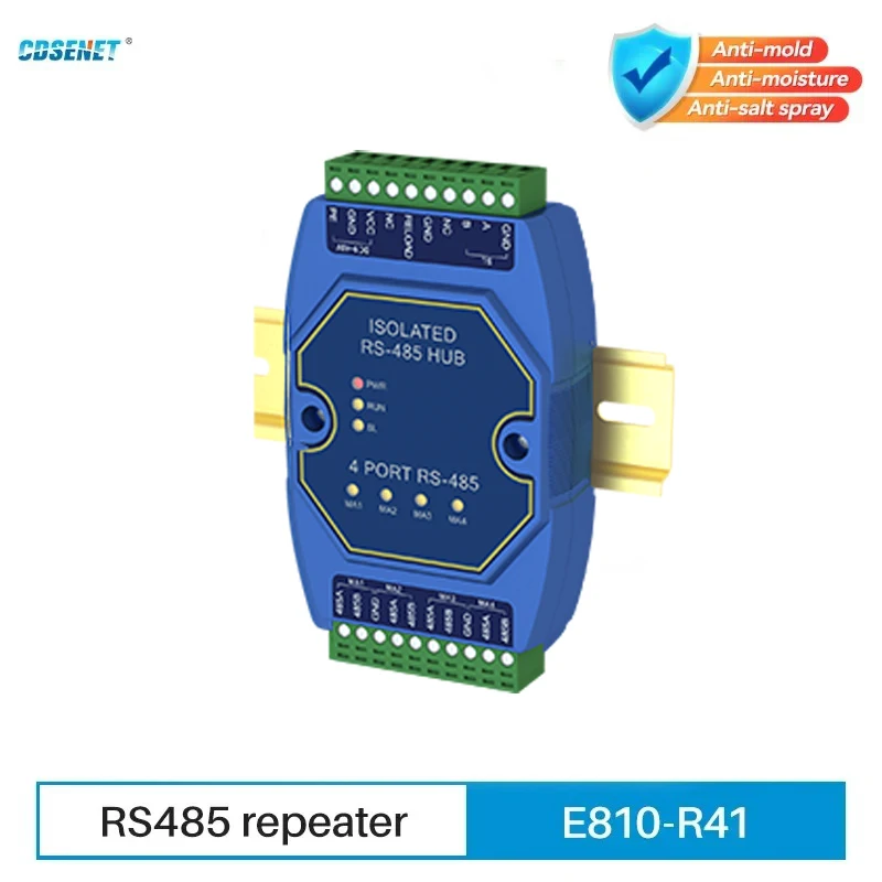 Repetidor rs485 de grau industrial, série cdsenet E810-R, dc 8-28v, isolamento de sinal de alimentação, hub, ônibus, expansão dividida, proteção esd