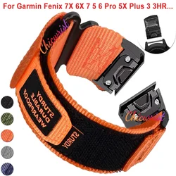 Sports Nylon Watchband for Garmin Tactix 7Pro Fenix 7X 6X 7 5 6 Pro 5X Plus 3 3HR Bracelet for Garmin Loop Band 26mm 22mm Strap