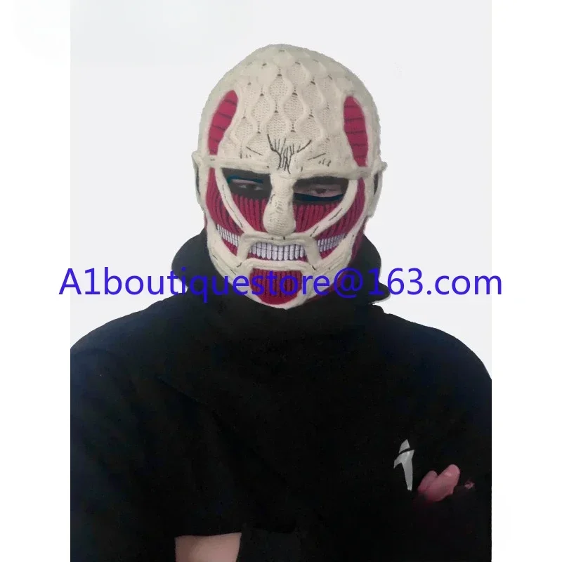 Attack On Titan Mask popular Ski  Riding face mask  mens caps handmade fall winter warm beanies  face   hats for men