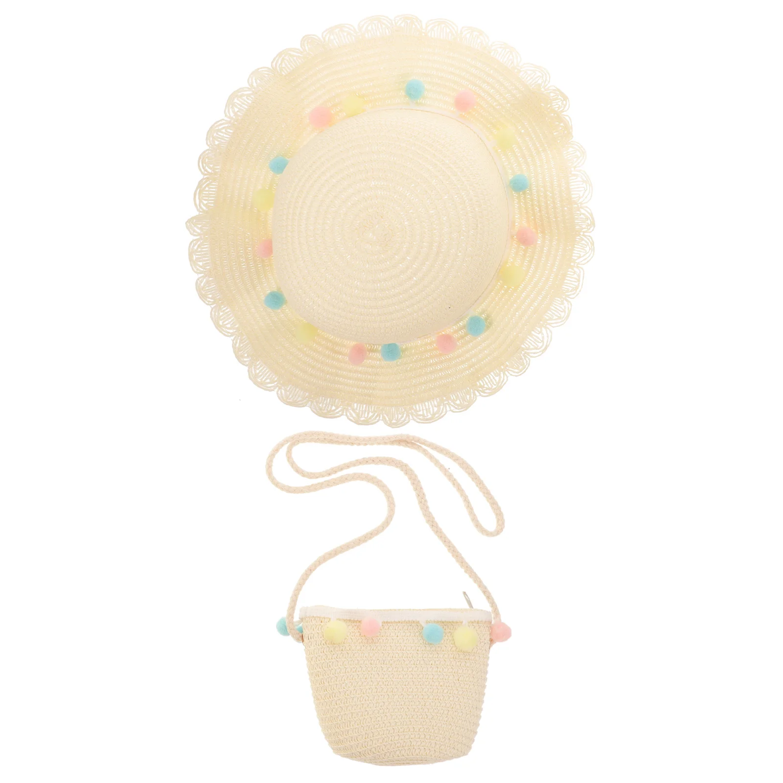 

Sun Protection Kids Hat Girls Fashion Straw Summer Lightweight Travel Storage Bag Included White For Vacation