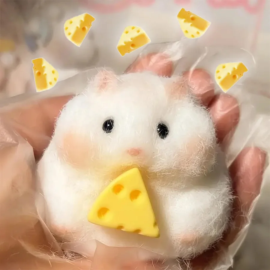 1pc Soft Fun Squeezable Handmade Hamster Cheese Stress Reliever Toy - Ideal Gifts for All Ages on Holidays